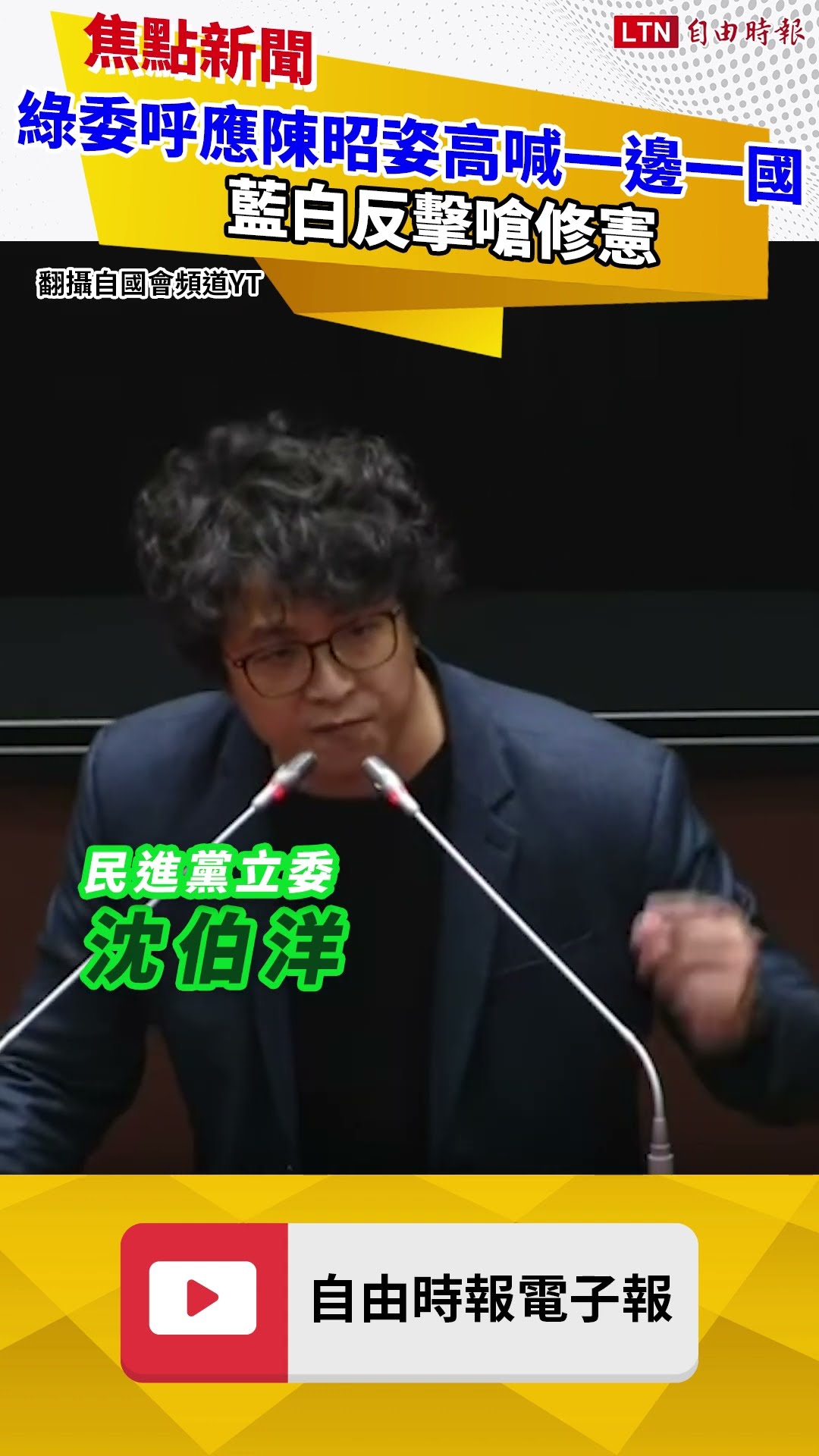 綠委「呼應」陳昭姿高喊一邊一國 藍白反擊嗆修憲