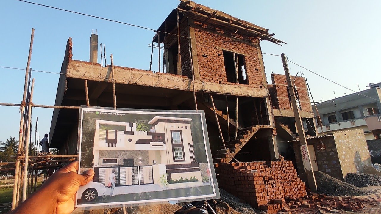 3 bedroom house walkthrough brick work plastering work Live from site