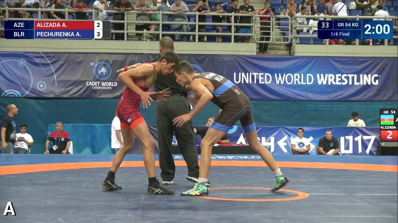 1/4 GR - 54 kg: A. PECHURENKA (BLR) df. A. ALIZADA (AZE) by VSU1, 11-2