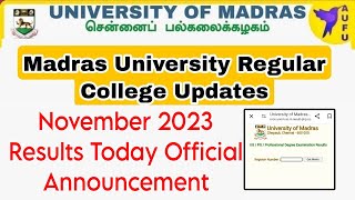 Madras University November 2023 Results Today Evening Official Announcement 👍