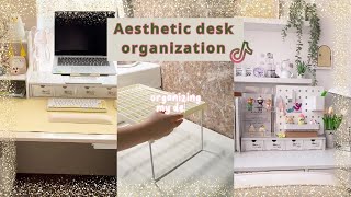 Aesthetic desk organization and restocking || ASMR || tiktok compilation📒🌺