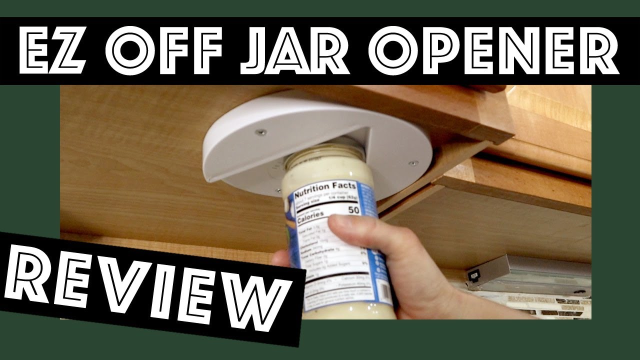 EZ Off Jar Opener - Under Cabinet Jar Lid & Bottle Opener - Opens Any Size  Jar