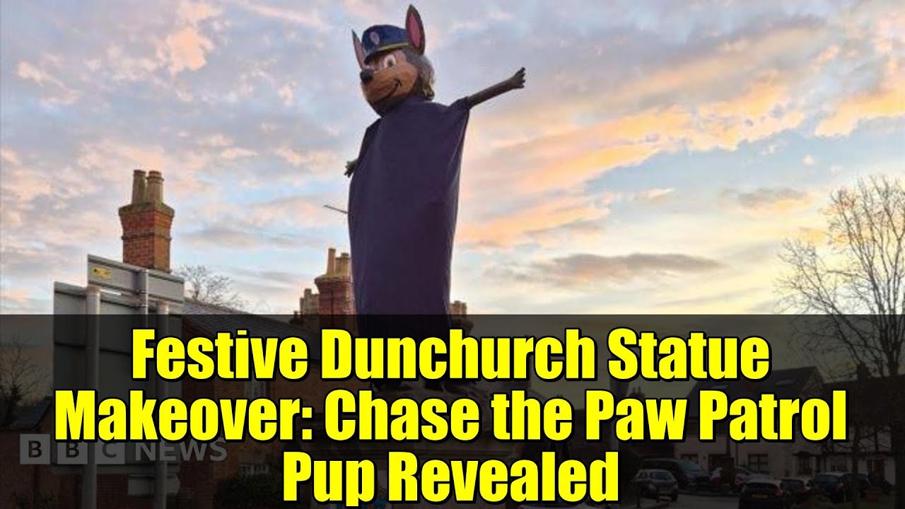 Festive Dunchurch Statue Makeover: Chase the Paw Patrol Pup Revealed