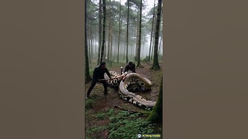 Two brave men are pulling a baby deer out of a giant python