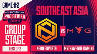 Neon vs MAG Game 2 - BTS Pro Series 14 SEA: Groups w/ BluScale & Otomo
Neon Esports vs Myth Avenue Gaming, Game 2 - BTS Pro Series 14 Southeast Asia: Group Stage w/ BluScale & Otomo
Follow BTS on social media:
Twitter: https://twitter.com/BTSdota
Twitch: https://www.twitch.tv/beyondthesummit
Instagram: https://www.instagram.com/beyondthesummittv/
YouTube: https://www.youtube.com/beyondthesummit
Discord: https://discord.gg/BTS
Website: http://beyondthesummit.tv Watch live at https://www.twitch.tv/beyondthesummit Neon vs MAG Game 2 - BTS Pro Series 14 SEA: Groups w/ BluScale & Otomo