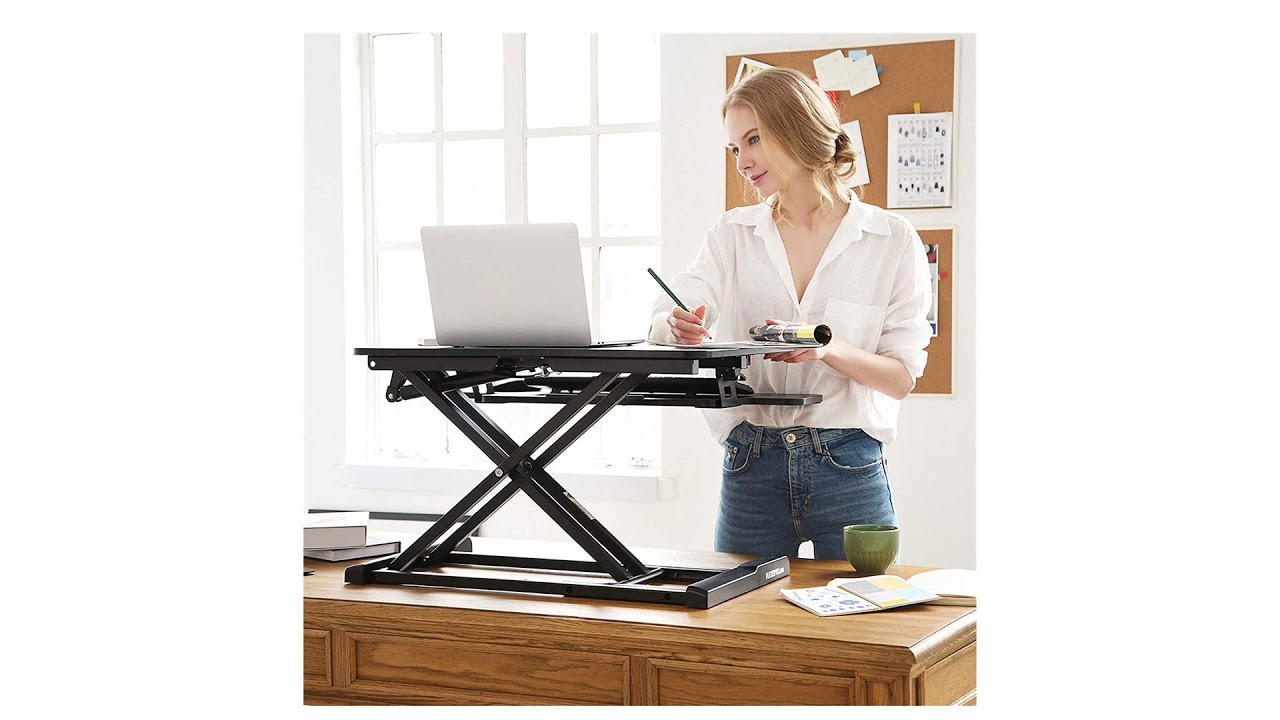 Height Adjustable Home Office Desk with Deep Keyboard Tray for Laptop