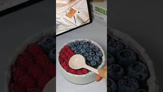 Happiness is eating two double-berry crispy cakes every day #raspberry #blueberry #dessert#immersive