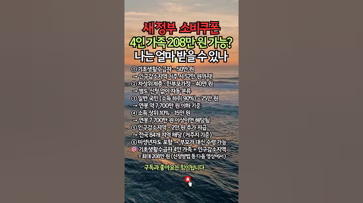 4인 가족 208만원 가능? 2025 소비쿠폰, 나는 얼마 받을 수 있나? #복지