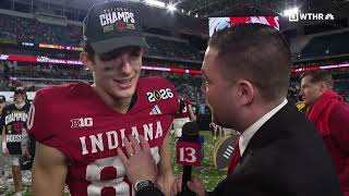 Dominic Miranda goes 1 on 1 with IU WR Charlie Becker after IU wins the CFP National Championship
