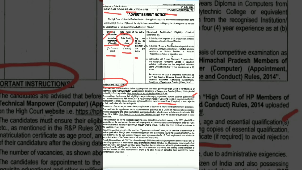 HP High Court new vacancy 2024 !! 