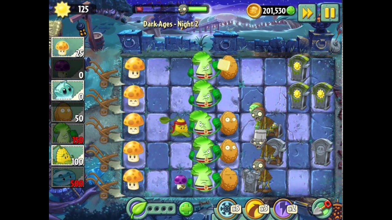 Plants vs Zombies 2 - Dark Ages Night 2 - YouTube