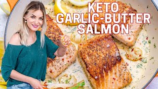 Creamy Garlic Butter Salmon (Keto Recipe) | Blondelish screenshot 5