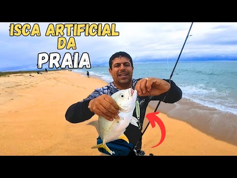 PESCARIA DE PRAIA com ISCA ARTIFICIAL! Peguei MUITOS PEIXES! 🎣🔥