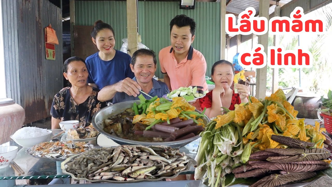 LẨU MẮM CÁ LINH, Hái Bông Bí, Tê Tượng, Bông Súng, Lá Hẹ Nhúng Ăn Còn Gì Bằng 