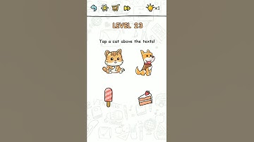 brain challenge level 23 Tap a cat above the texts, Solution Walkthrough