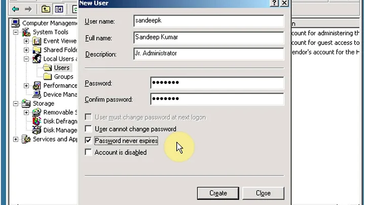 How To Create Local User Account - Windows Server 2003