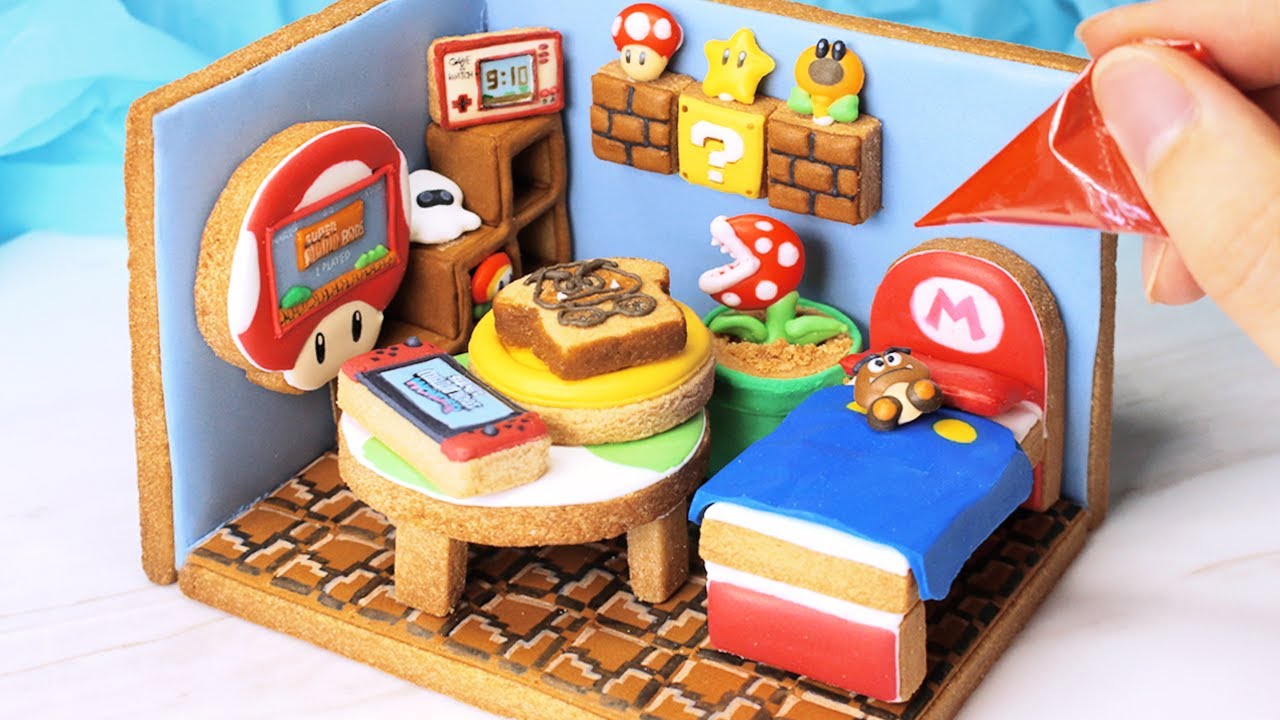 お菓子でつくるミニチュアな部屋🍪【アイシングクッキー】How to make miniature Mario's room icing cookies