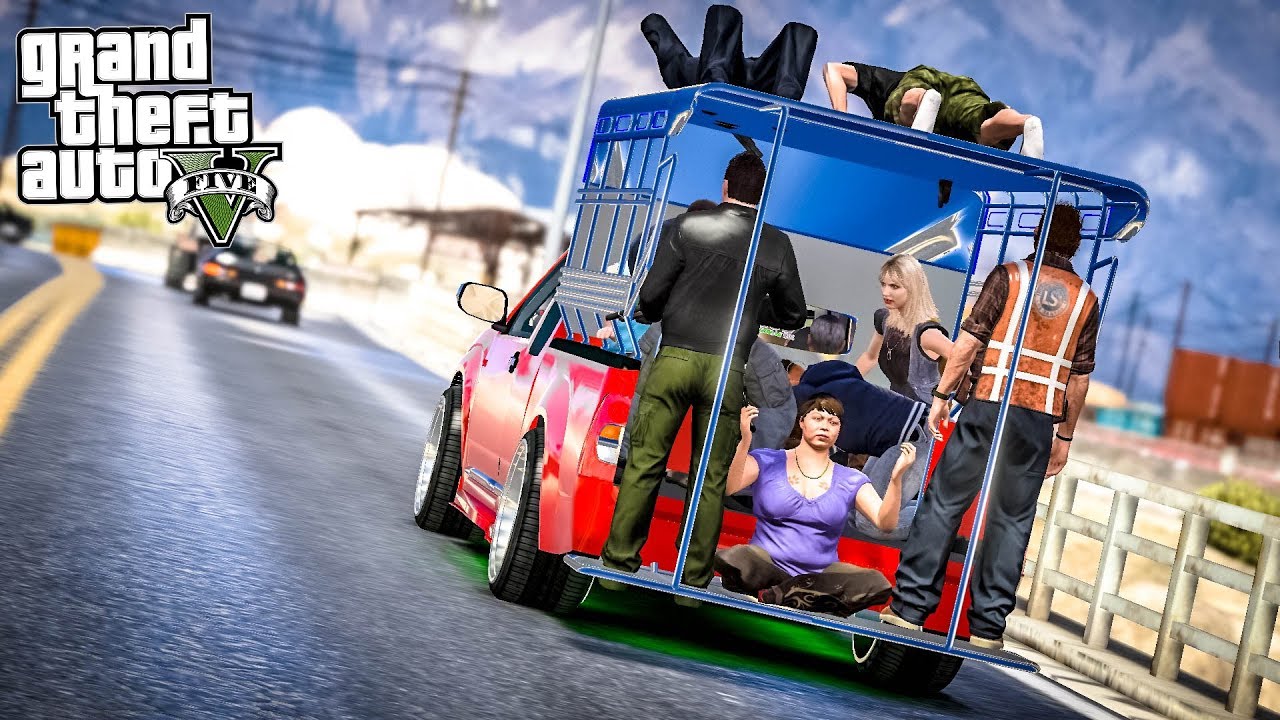 สองแถวซิ่งสายฮา ลูกค้าตกรถ (ISUZU D-MAX 2010 GTA V Mod)