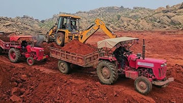Jcb ki khudai || Jcb viral video || Jcb 3dx loading  red soil in tractor || Mahindra Tractor stunt