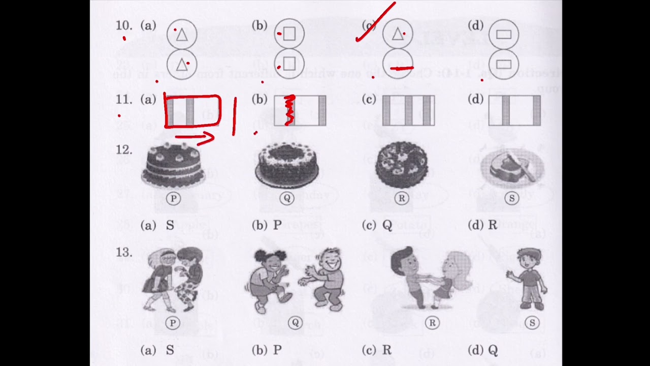 Reasoning Olympiad Grade 1 Odd One Out Level 2 Q.10,11,12,13 Math and logic puzzles 