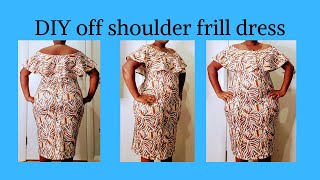 Diy off shoulder ruffle dress/ sewing/pattern making/sewmate