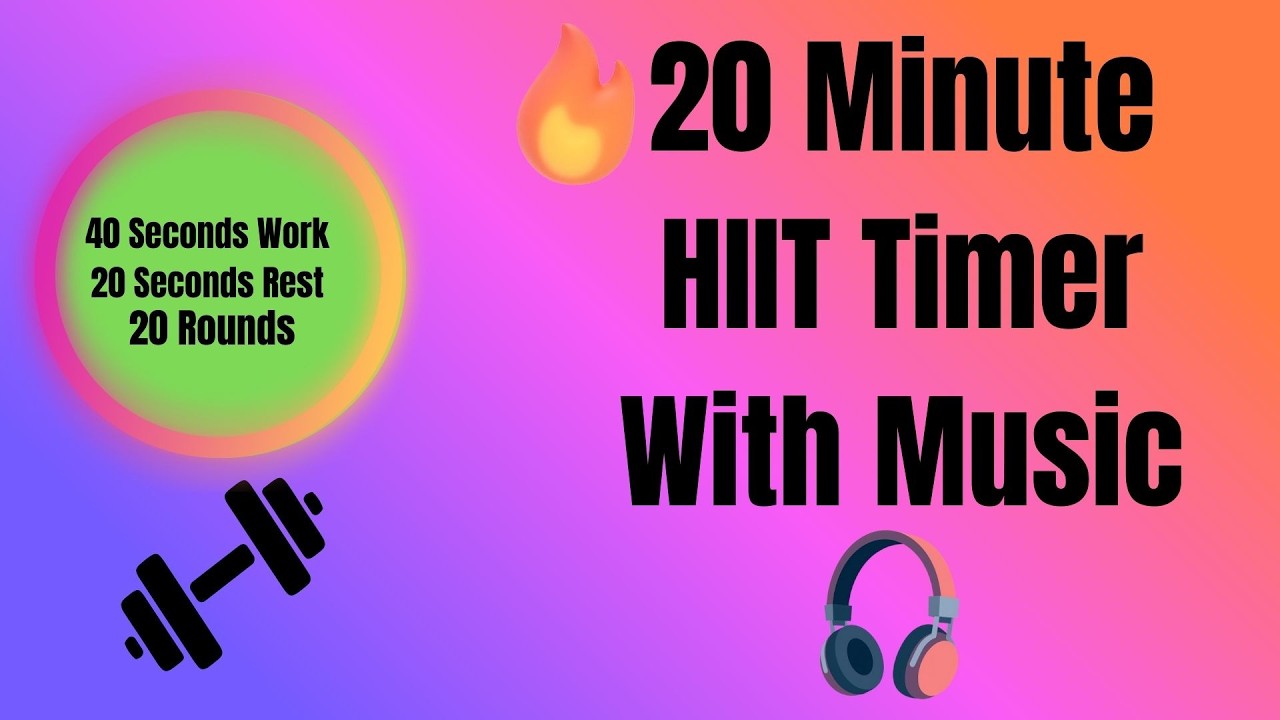 20 Minute HIIT Timer with Music | 40 Seconds Work/20 Seconds Rest | 20 Rounds