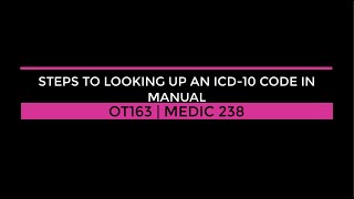 ICD-10 Code Look Up in Manual