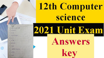12th std | Computer science | 2021 Unit test | answer key | online kalvi | 12th Computer science