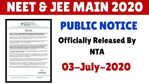 NEET Postpone 2020 Official Public Notice Released By NTA / Jee Main Postpone 2020