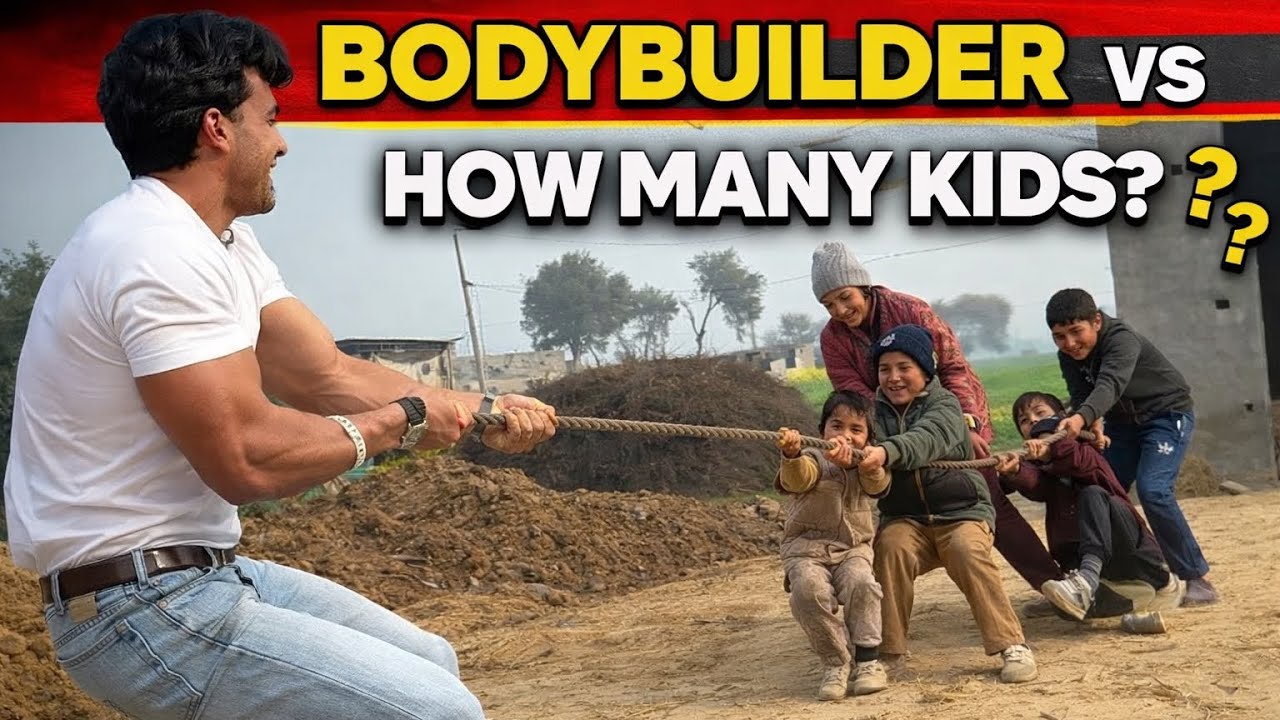 Bodybuilder vs how many kids { Thug of war }