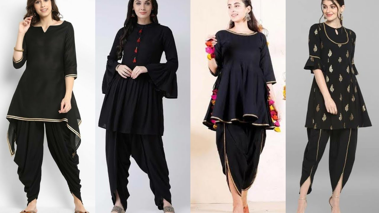 Buy Parks Fashion Women's Rayon Dhoti Style Kurti Set (PH051, Black) at  Amazon.in