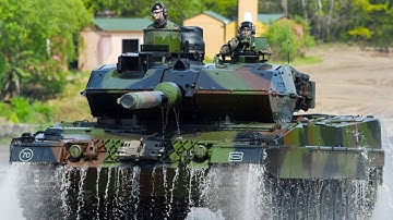 Norwegian Army, NATO  Powerful Leopard 2A4 tanks and armored vehicles on exercises in Norway