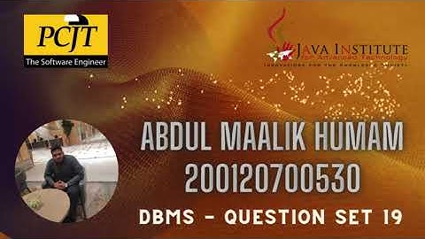 DBMS - Question Set 19 | Java Institute | Abdul Maalik Humam