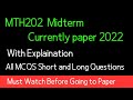 Mth202 Midterm Currently paper 2022| Mth202 Midterm exams preparation 2022| By M.Saqib