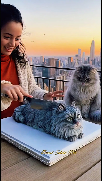 😂 Real cat freaks out! | She cuts a cake | pt-10 | Omg  cat! #asmr #shorts #catcake #funnycat #cat