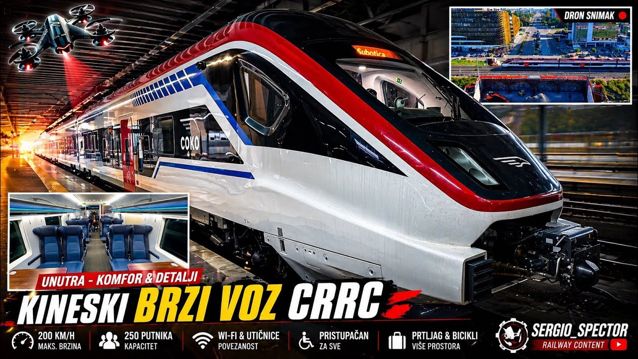 Kineski brzi VOZ CRRC UNUTRAŠNJOST i dron snimak PODVOŽNJAK radovi ...