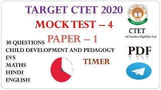 Mock test -4 CTET paper -1 || Target CTET 2020 || Mock test for ctet
