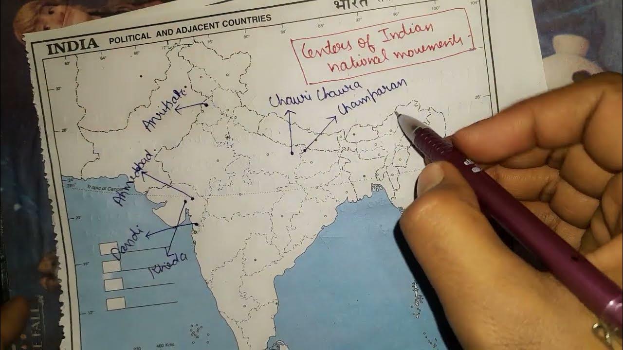 Important centers of indian national movement on map nationalism in