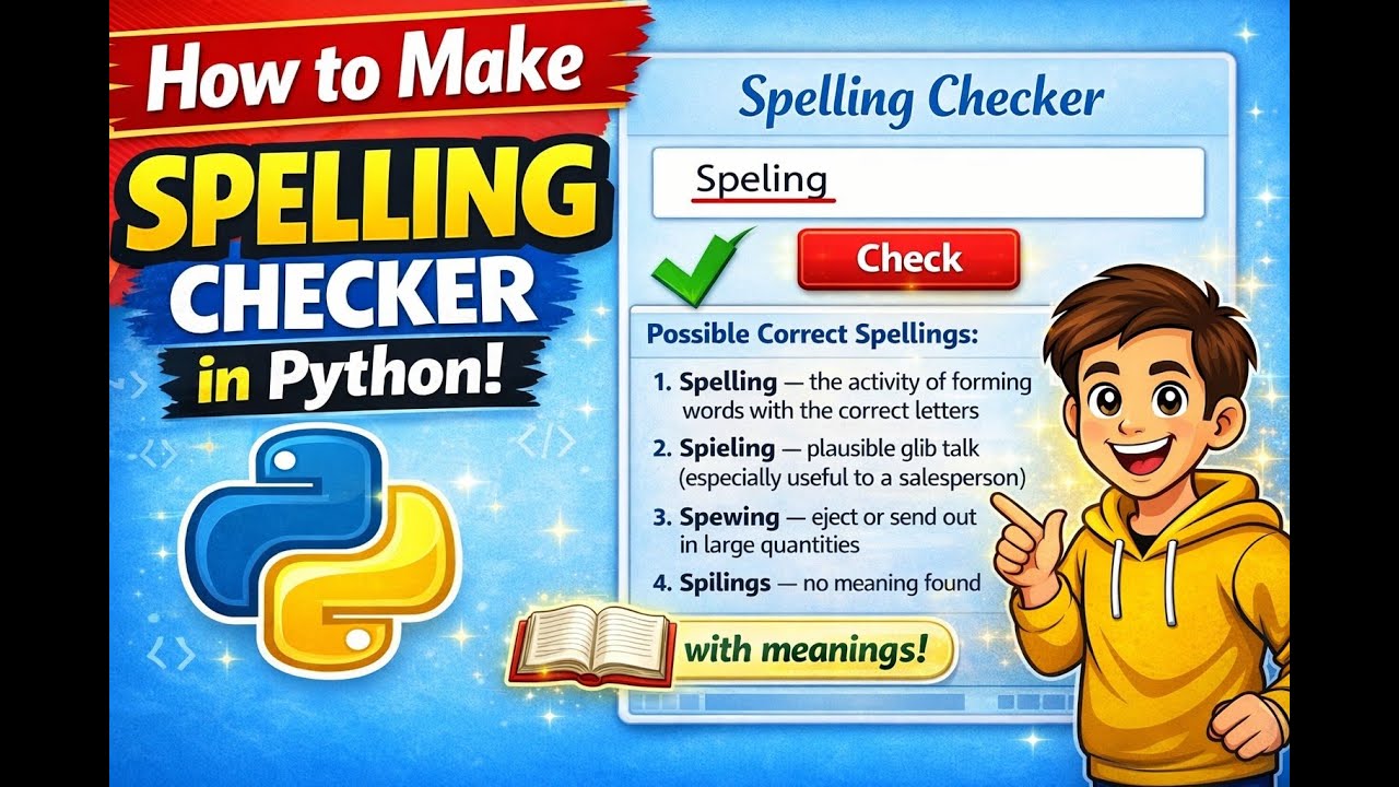 🎯 Python Tkinter Spelling Checker with Meanings | Word Suggestions + Definitions!