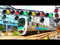 【電車】おもしろい踏切 信号 Funny railroad crossings and trains 4連矢印信号機付踏切