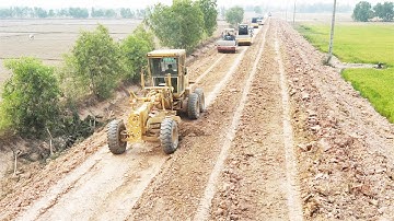Best Activities Motor Grader Pushing Foundation Road, Fast New Road Construction