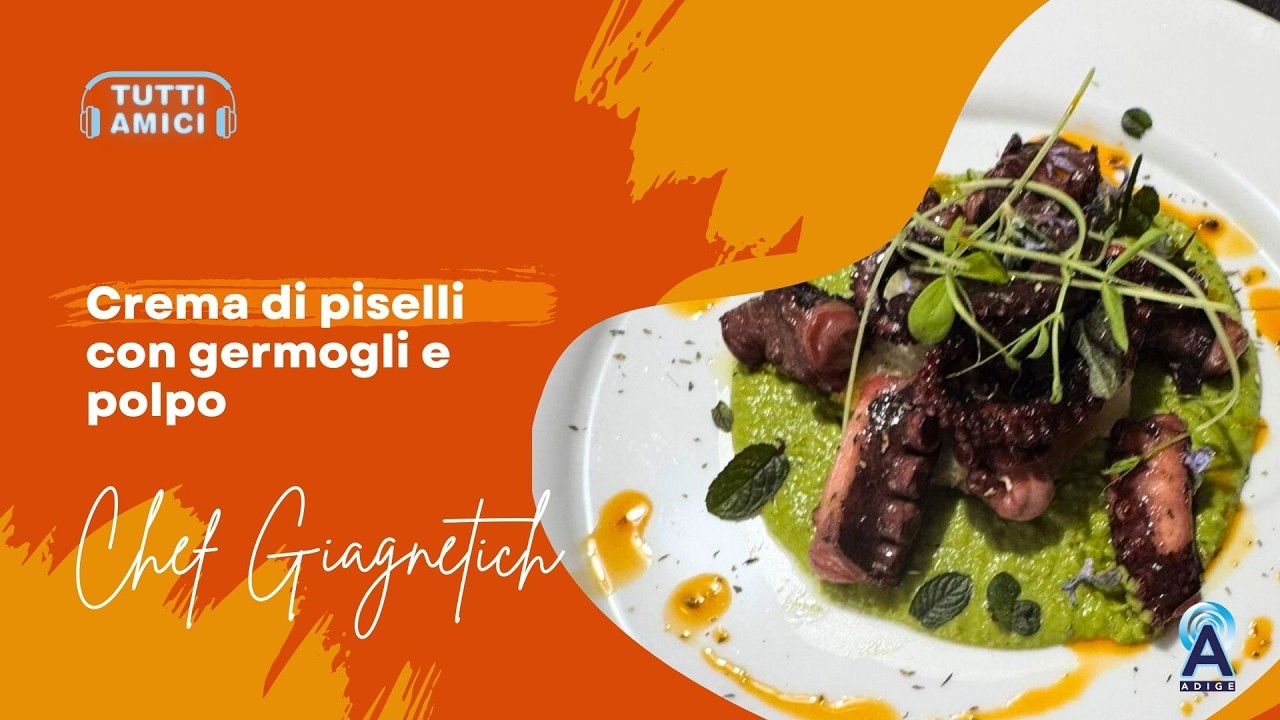CREMA DI PISELLI CON GERMOGLI E POLPO - In Cucina con lo Chef