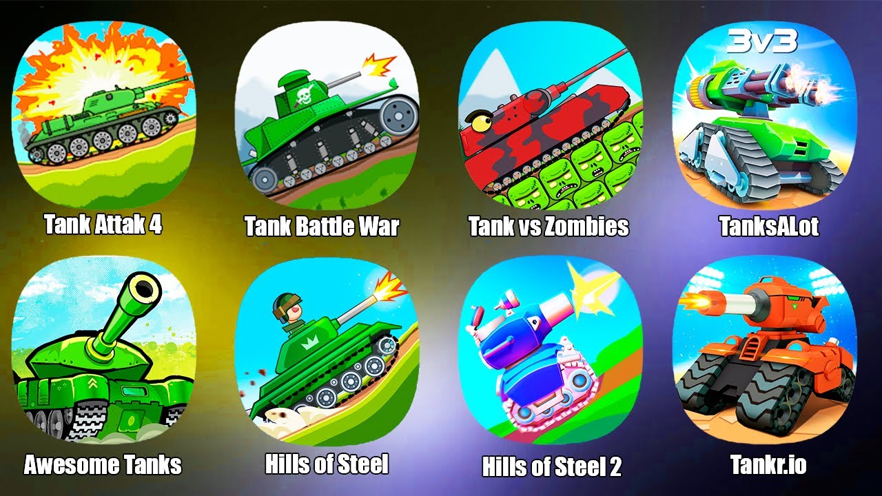 Hills of Steel 2,Tank Attack 4,Awesome Tanks,Tank vs Zombies,TanksALot,Tankr io,Tank Battle War