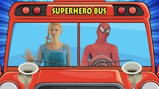 ★ Spiderman & Elsa WHEELS ON THE BUS Song ★ SUPERHERO Nursery Rhymes For Kids, Babies & Toddlers ★