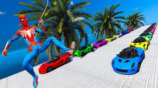 Salto de foguete na Carros Voltic com Homem Aranha e outros Heroes! Rocket Jump on Cars