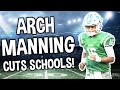 Arch Manning Narrows List of Schools! Big Names Cut!