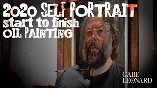 2020 self portrait - blank canvas to finished painting