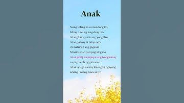 Thumbnail of 🍉 Anak [Part1] | Freddie Aguilar #lyrics #anak  #song