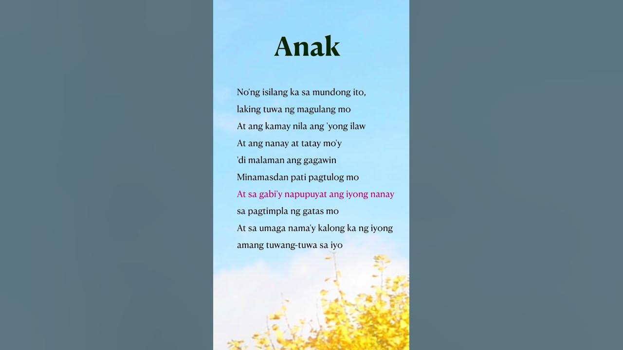 🍉 Anak [Part1] | Freddie Aguilar #lyrics #anak  #song
