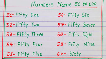 Numbers name 51 to 100 || Numbers in words 51 to 100 || 51 to 100 Numbers in words in English